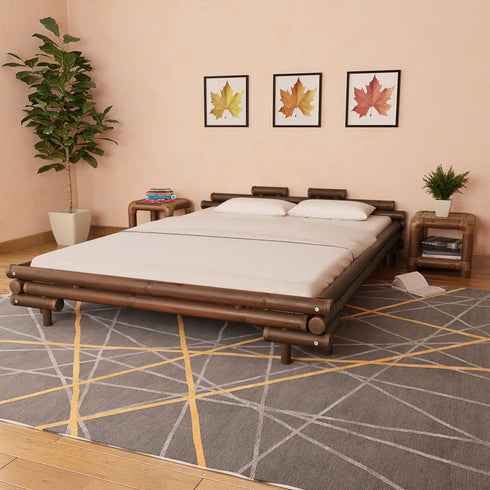 Aki Kagu -  Bed Frame Dark Brown Bamboo 160x200 cm